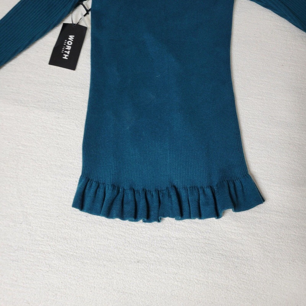 Worth New York Sweater Womens Sz P Lightweight Teal Green Silk Blend Academia - Picture 14 of 16